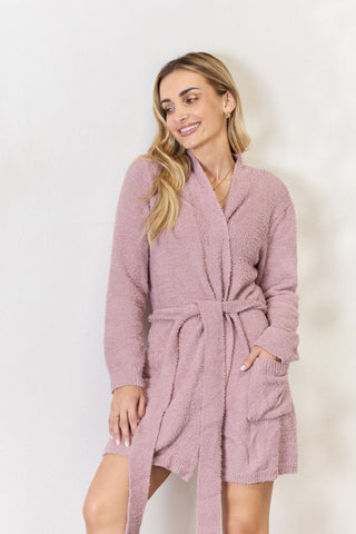 Hailey & Co Tie Front Long Sleeve Robe - A Roese Boutique