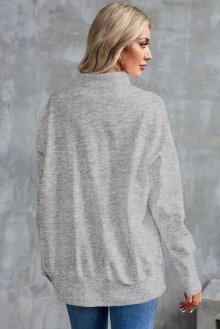 Half Zip Pocketed Dropped Shoulder Sweatshirt - A Roese Boutique