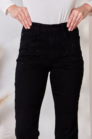 Judy Blue Full Size Rhinestone Embellished Slim Jeans - A Roese Boutique