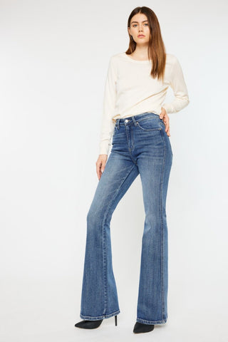 Kancan Cat's Whiskers High Waist Flare Jeans - A Roese Boutique