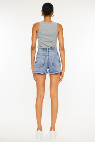 Kancan Distressed Raw Hem Denim Shorts - A Roese Boutique