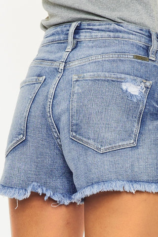 Kancan Distressed Raw Hem Denim Shorts - A Roese Boutique