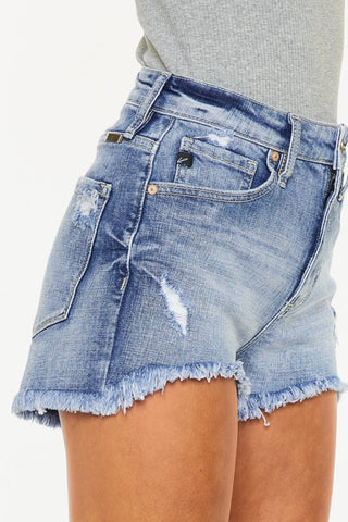 Kancan Distressed Raw Hem Denim Shorts - A Roese Boutique