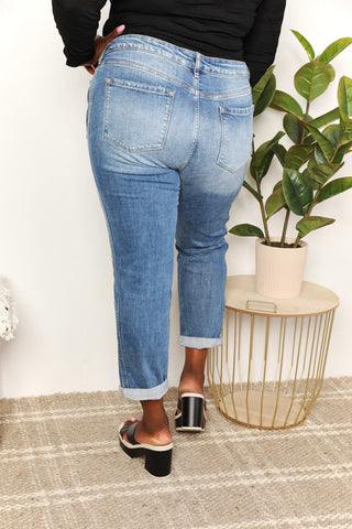 Kancan Full Size Mid Rise Slim Boyfriend Jeans - A Roese Boutique
