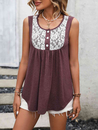 Lace Scoop Neck Tank - A Roese Boutique