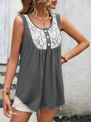 Lace Scoop Neck Tank - A Roese Boutique