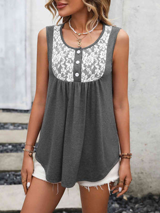 Lace Scoop Neck Tank - A Roese Boutique