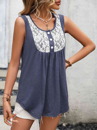 Lace Scoop Neck Tank - A Roese Boutique