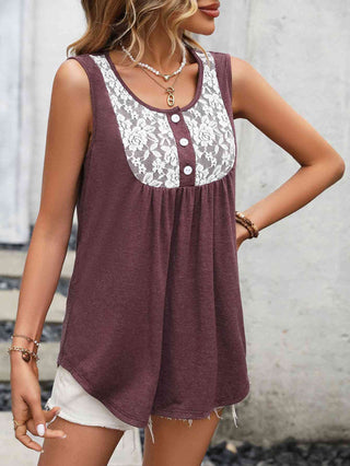 Lace Scoop Neck Tank - A Roese Boutique