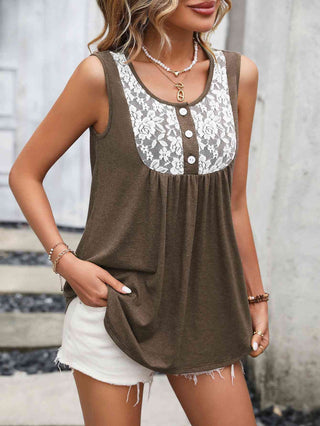 Lace Scoop Neck Tank - A Roese Boutique