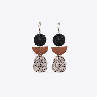 Leather & Wood Drop Earrings - A Roese Boutique