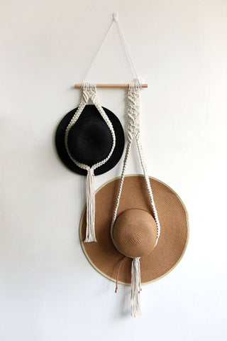 Macrame Double Hat Hanger - A Roese Boutique