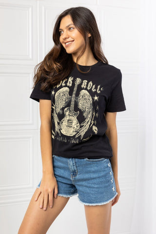 mineB Full Size Rock & Roll Graphic Tee - A Roese Boutique