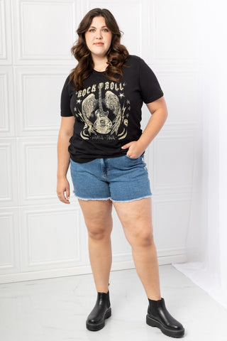 mineB Full Size Rock & Roll Graphic Tee - A Roese Boutique