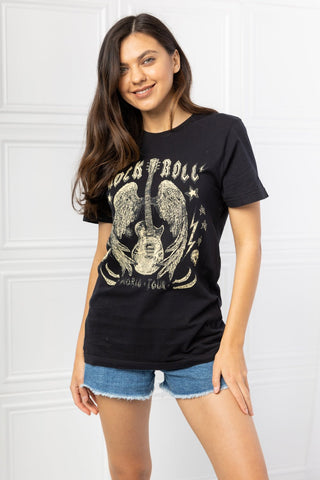 mineB Full Size Rock & Roll Graphic Tee - A Roese Boutique