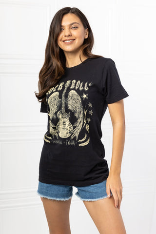 mineB Full Size Rock & Roll Graphic Tee - A Roese Boutique