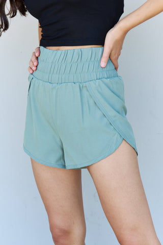 Ninexis Stay Active High Waistband Active Shorts in Pastel Blue - A Roese Boutique