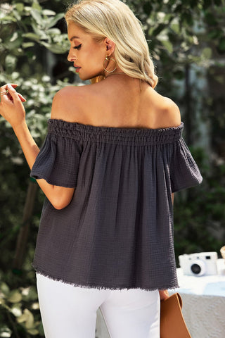 Off-Shoulder Short Sleeve Blouse - A Roese Boutique