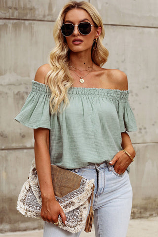 Off-Shoulder Short Sleeve Blouse - A Roese Boutique