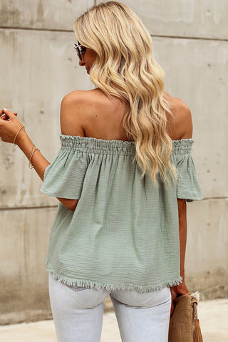 Off-Shoulder Short Sleeve Blouse - A Roese Boutique