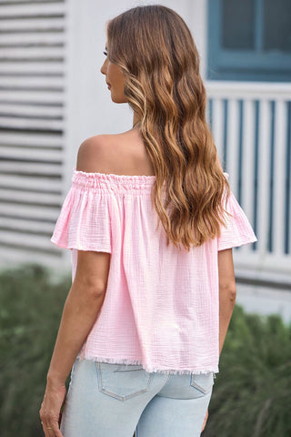 Off-Shoulder Short Sleeve Blouse - A Roese Boutique