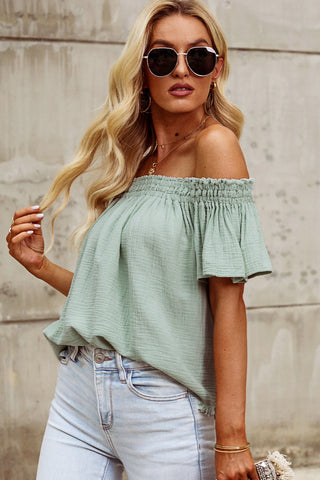 Off-Shoulder Short Sleeve Blouse - A Roese Boutique