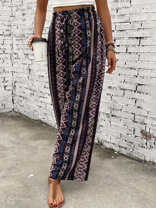 Printed High Waist Wide Leg Pants - A Roese Boutique