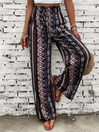 Printed High Waist Wide Leg Pants - A Roese Boutique