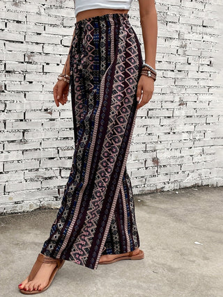 Printed High Waist Wide Leg Pants - A Roese Boutique