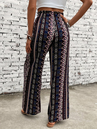 Printed High Waist Wide Leg Pants - A Roese Boutique