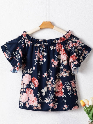 Printed Off-Shoulder Flounce Sleeve Blouse - A Roese Boutique