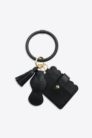 PU Wristlet Keychain with Card Holder - A Roese Boutique