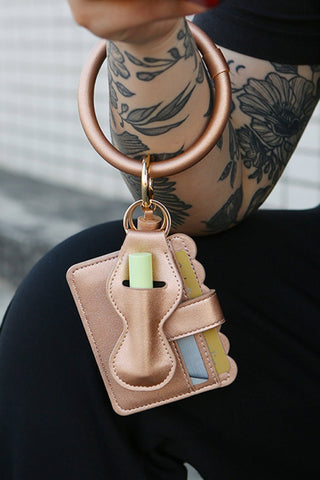 PU Wristlet Keychain with Card Holder - A Roese Boutique