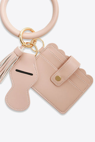 PU Wristlet Keychain with Card Holder - A Roese Boutique