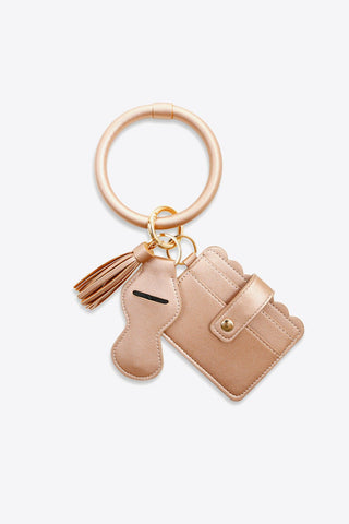 PU Wristlet Keychain with Card Holder - A Roese Boutique