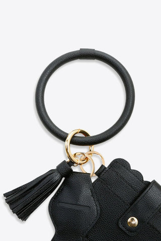 PU Wristlet Keychain with Card Holder - A Roese Boutique