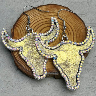 Rhinestone Bull Earrings - A Roese Boutique