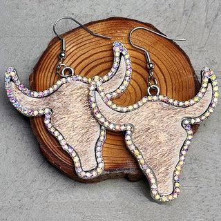 Rhinestone Bull Earrings - A Roese Boutique