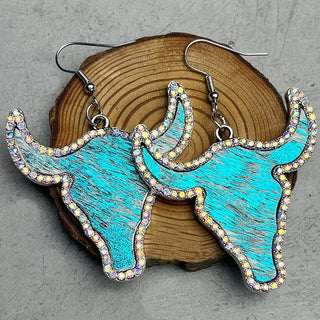 Rhinestone Bull Earrings - A Roese Boutique