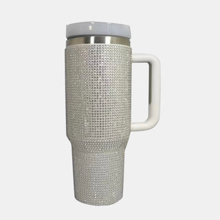 Rhinestone Stainless Steel Tumbler with Straw - A Roese Boutique