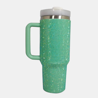 Rhinestone Stainless Steel Tumbler with Straw - A Roese Boutique