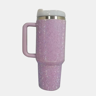 Rhinestone Stainless Steel Tumbler with Straw - A Roese Boutique