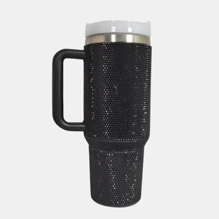 Rhinestone Stainless Steel Tumbler with Straw - A Roese Boutique