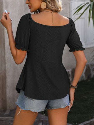 Ruched V-Neck Flounce Sleeve Blouse - A Roese Boutique