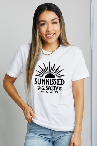 Simply Love SUNKISSED & SALTY Graphic Cotton T-Shirt - A Roese Boutique