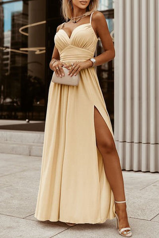 Slit Sweetheart Neck Spaghetti Strap Dress - A Roese Boutique