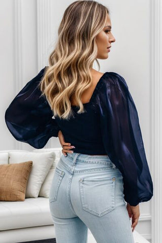 Square Neck Balloon Sleeve Blouse - A Roese Boutique