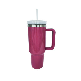 Stainless Steel Tumbler with Handle and Straw - A Roese Boutique