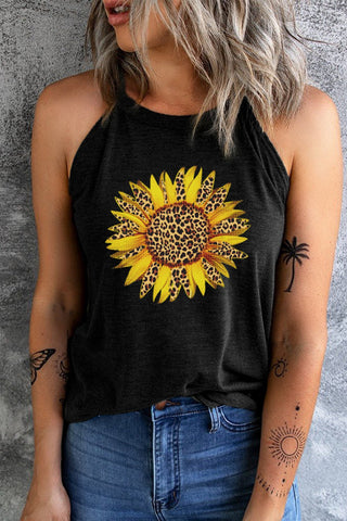 Sunflower Graphic Round Neck Tank - A Roese Boutique