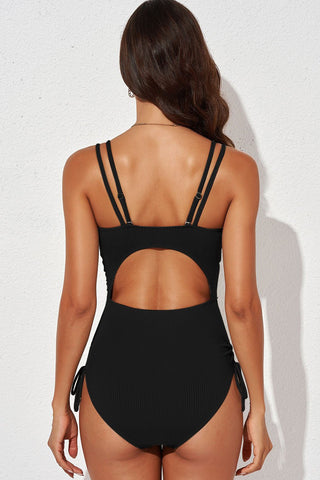 Tied Cutout Plunge One-Piece Swimsuit - A Roese Boutique